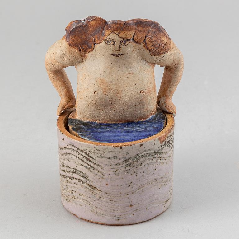 LISA LARSON, a sculptural lidded jar, stoneware, Gustavsberg Studio.