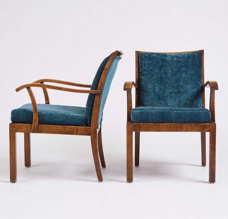 Axel Larsson, a pair of armchairs, Svenska Möbelfabrikerna Bodafors. This model was exhibited at the Stockholm Exhibition 1930.
