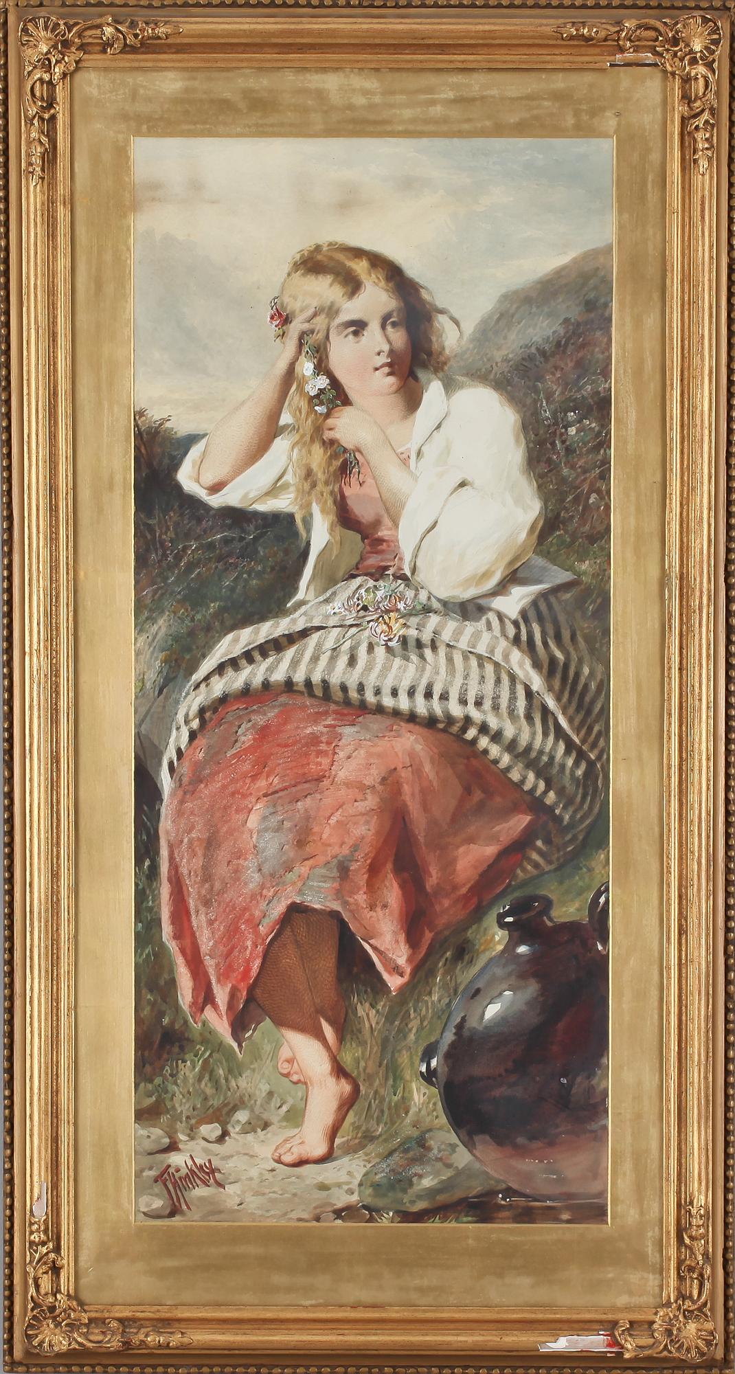 OKÄND KONSTNÄR, akvarell, England, signerad T Hinkley, sent 1800-tal.