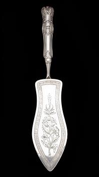 TÅRTSPADE, silver, Anders Lundqvist, Stockholm, 1839. Vikt ca 110 g.