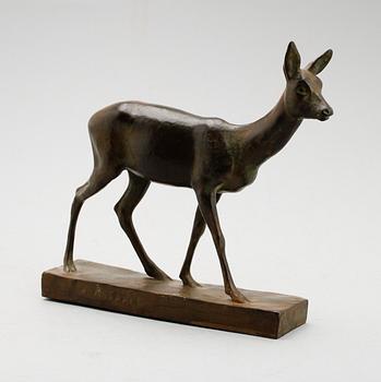 ARVID KNÖPPEL, skulptur, brons, rådjur, sign.