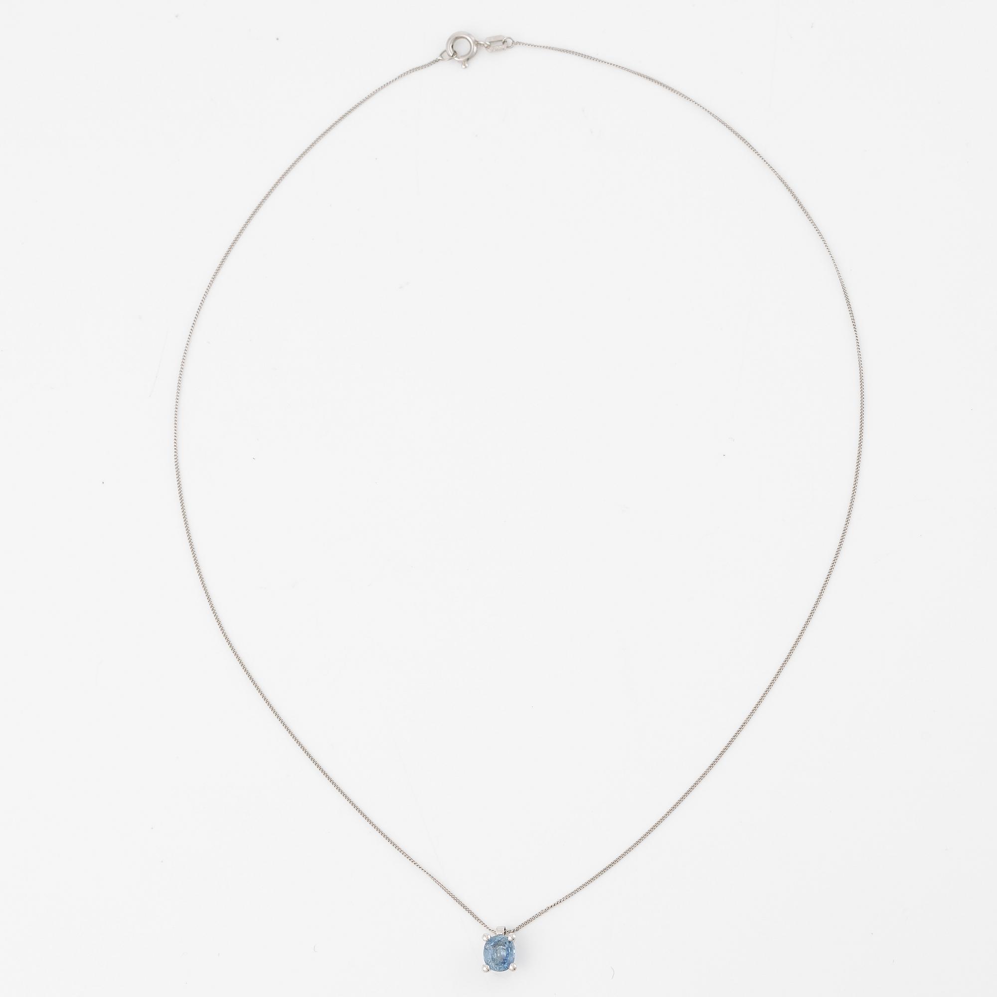Collier 14K vitguld med safir.