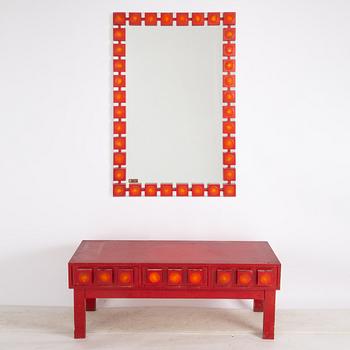 Ewa Wrangel and Lars-Göran Nilsson, hall furniture and mirror, Glas & Trä, Hovmantorp, second half of the 20th century.