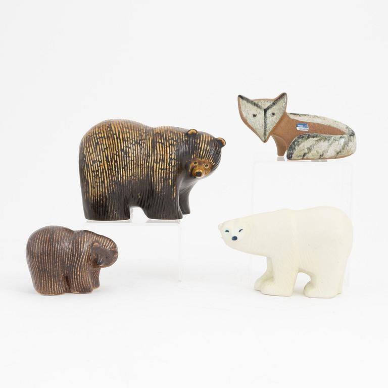 Lisa Larson, a set of four stoneware figurines, Gustavsberg.