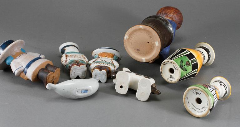 FIGURINER, 6 st, Lisa Larson, samt SALT- och PEPPARSTRÖARE, Anita Nylund, 1900-tal.