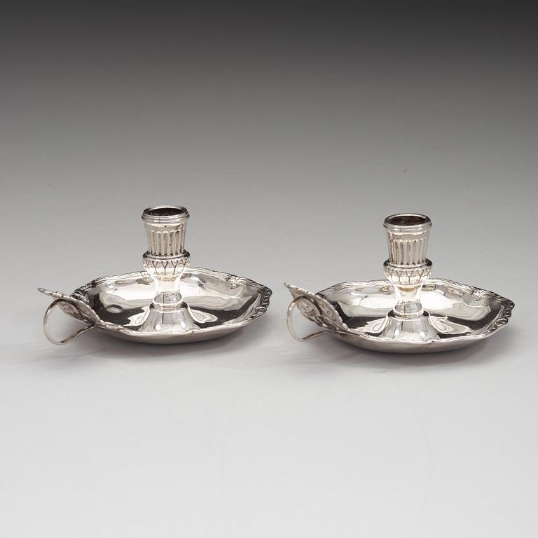 Jonas Yman, nattljusstakar, ett par, silver, Växjö 1783, rokoko.