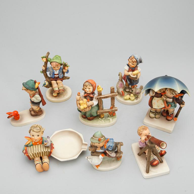 FIGURINER, 8 st, porslin, Hummel, Goebel, 1900-tal.