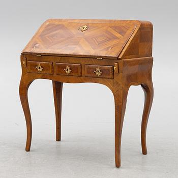 A Swedish rococo parquetry secretaire, Stockholm, later part 18th century.