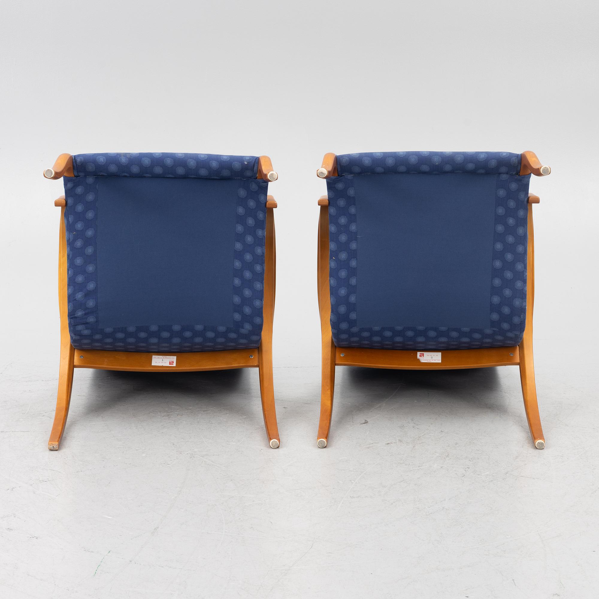 Markku Pakkanen, a pair of 'Harlekiini' armchairs, Asko, Finland, late 20th Century.
