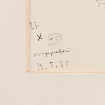 TUULIKKI PIETILÄ, teckningar, 4 st, signerade och daterade 15.5. 1950.