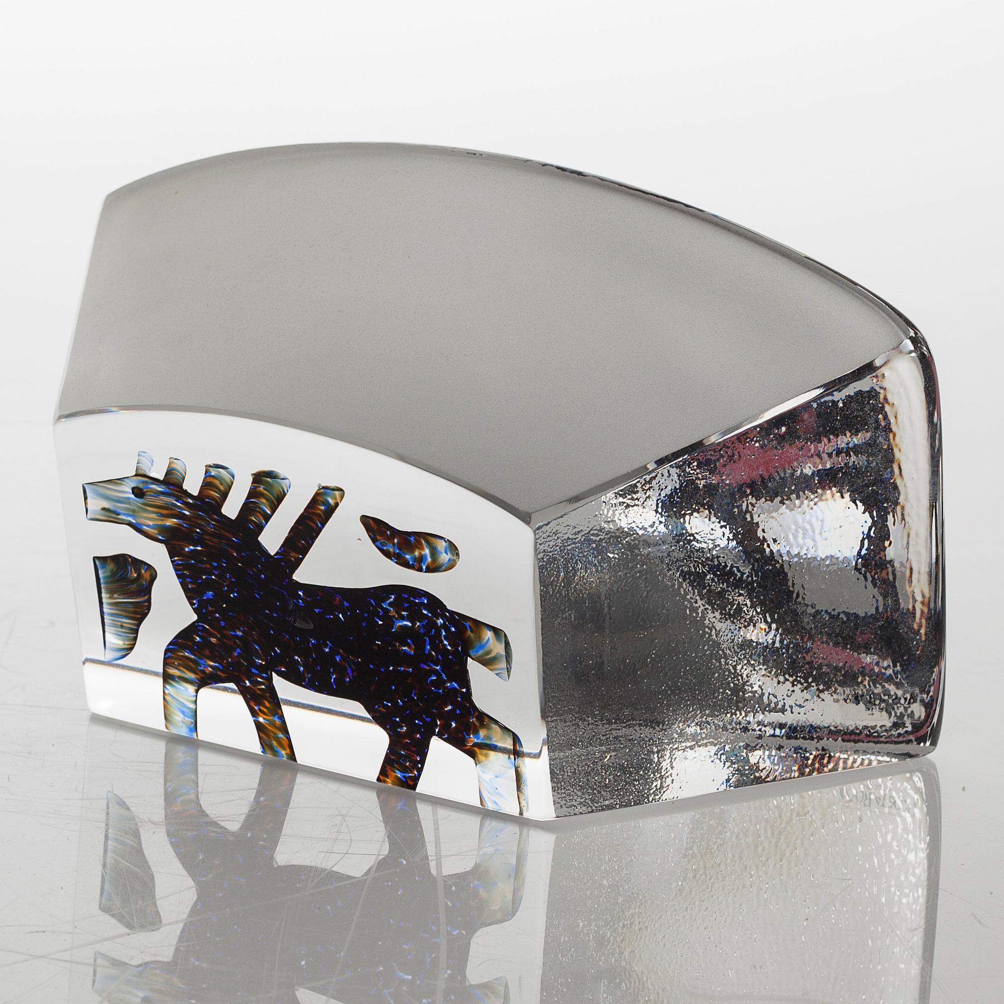 a glass object for Kosta Boda, signed.