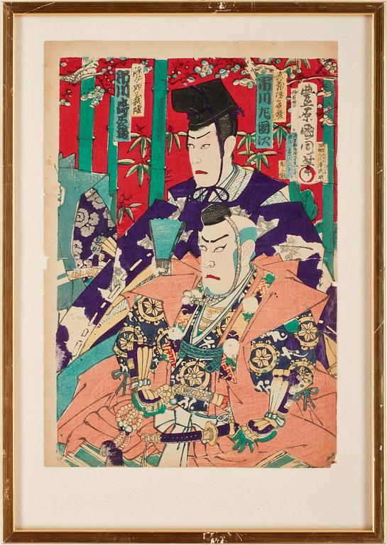 TOYOHARA KUNICHIKA, träsnitt, 2 st. 1800-talets mitt.