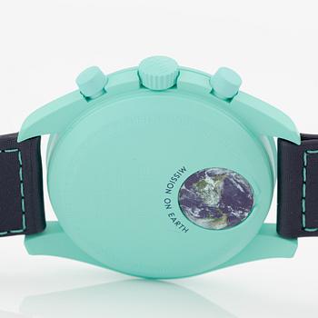 Swatch/Omega, MoonSwatch, Mission On Earth - Polar Lights, chronograph, wristwatch, 42 mm.