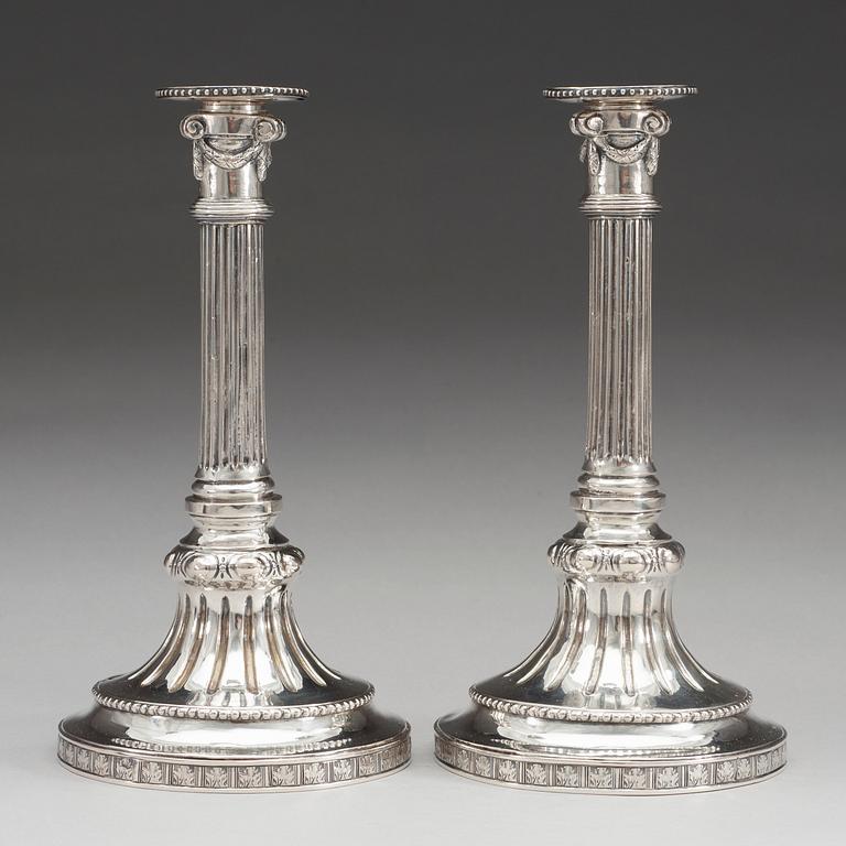 A pair of Swedish 18th century silver candlesticks, marks of Carl Magnus Lundholm, Norrköping 1784.