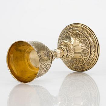 Chalice in gilded silver, unidentified master's mark A:C, Moscow, Russia 1873.