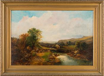 George William Horlor, Shepherd and sheep in a landscape.