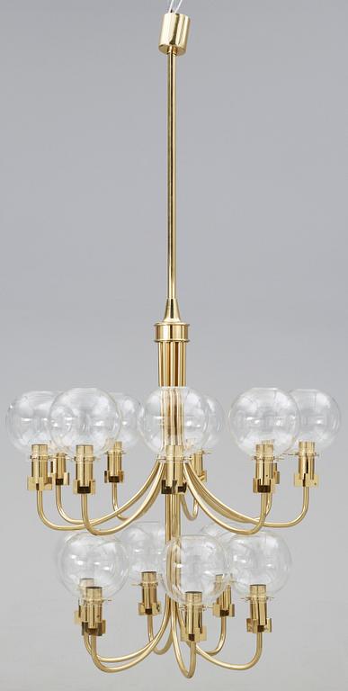 A Hans-Agne Jacobsson brass ceiling lamp, Markaryd, Sweden 1960-70's.