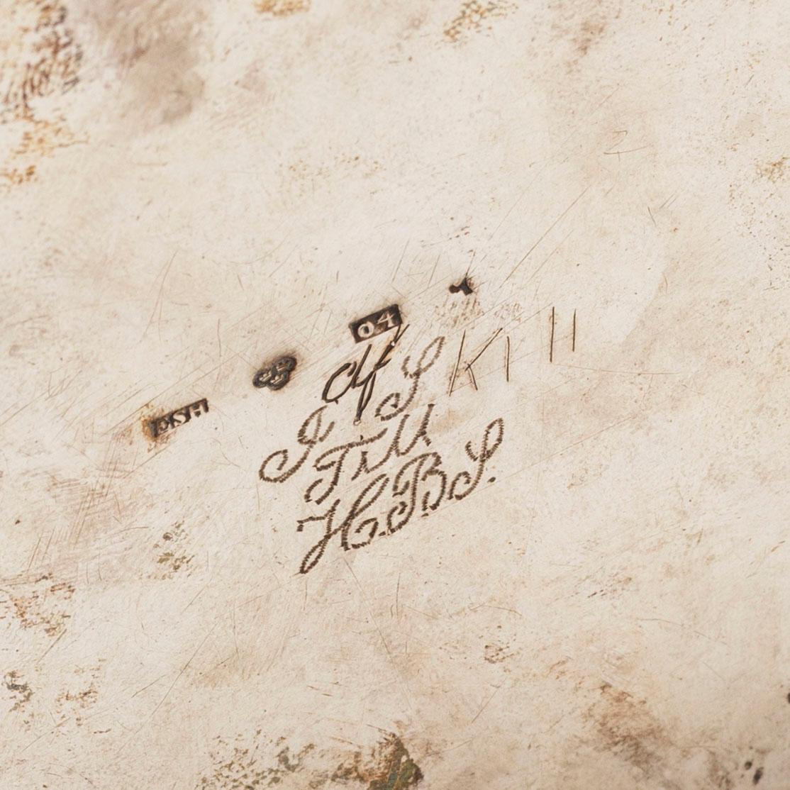 A silver sugarbox by Eric Söderholm Härnösand 1844.