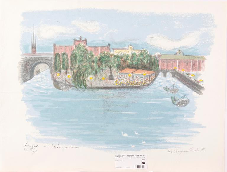 BERGMAN TAUBE, ASTRI. Litografier samt teckningar, 13 st. Sign.