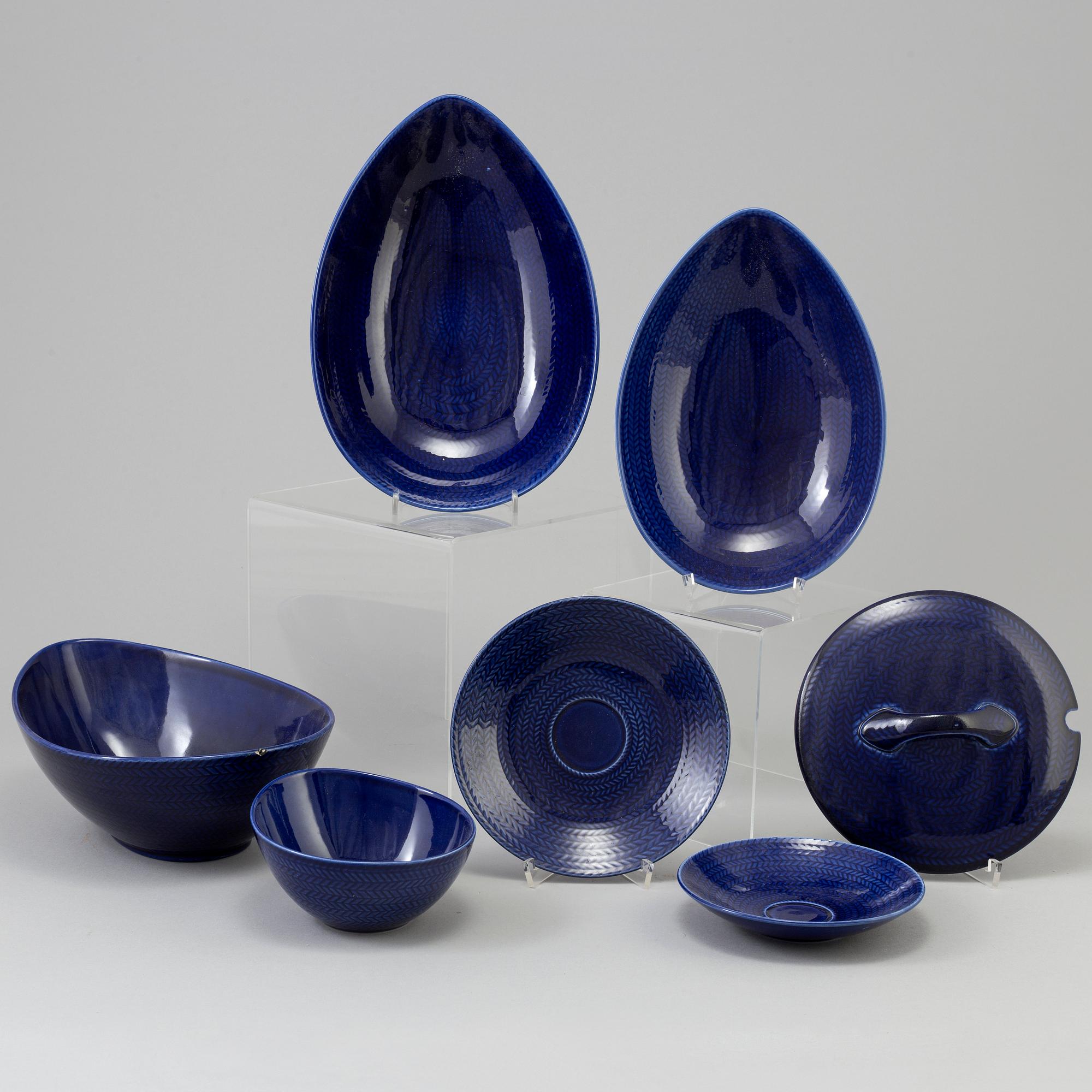 A Swedish Rörstrand 'Blå Eld' part dinner service. Design by Herta Bengtsson. (41 pieces).
