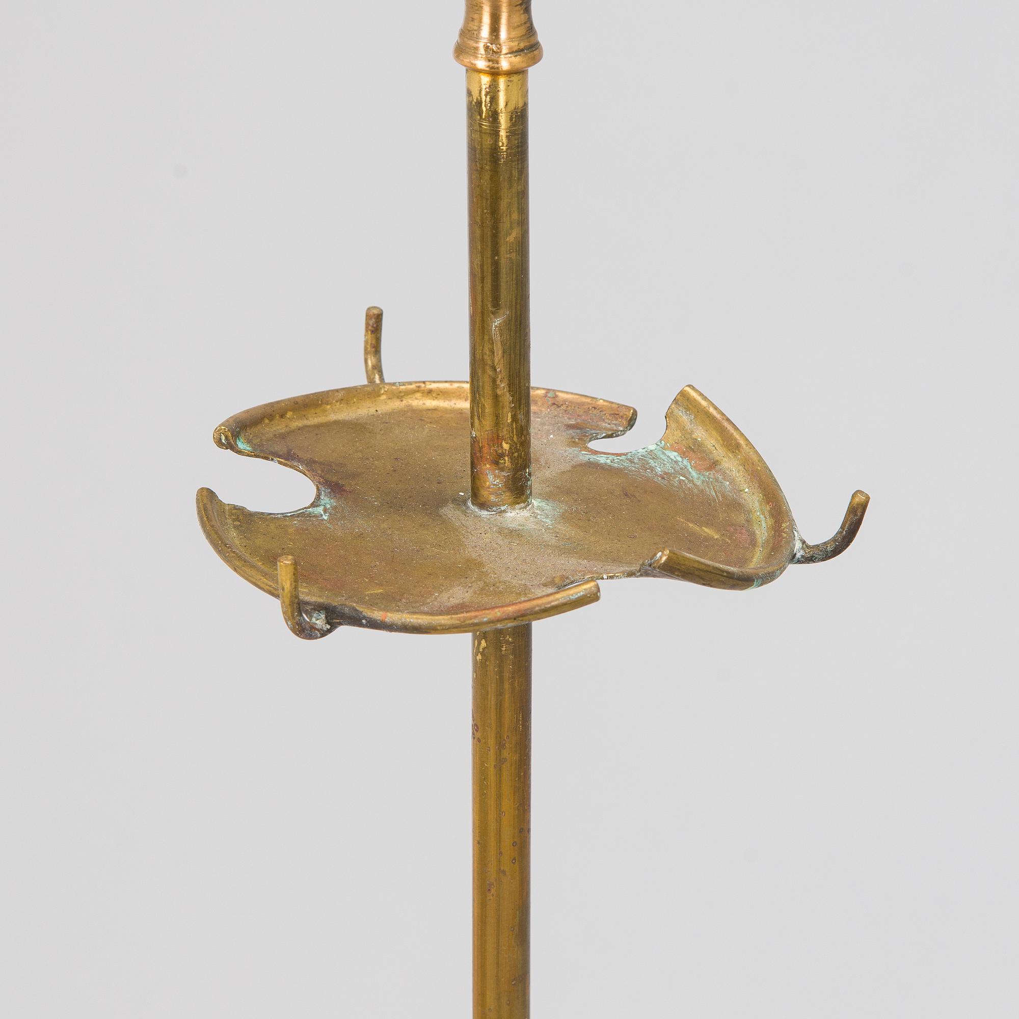 A brass fire set, 20th century.