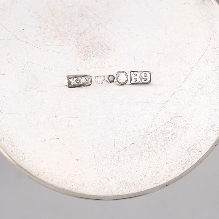 BÄGARE, 6 st, silver, K Anderson, Stockholm 1952. Vikt ca 165 gram.
