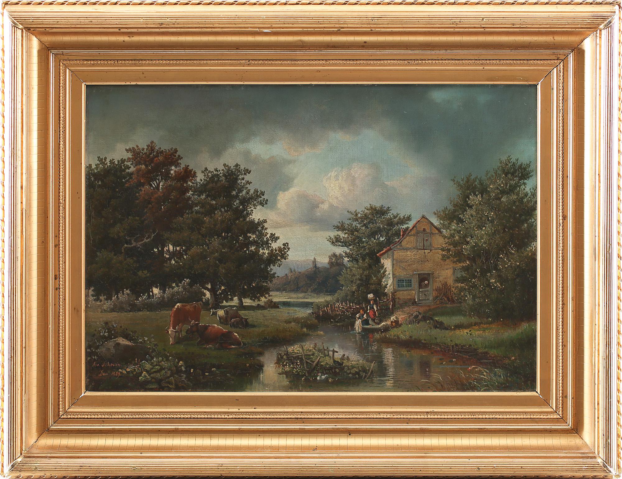 OKÄND KONSTNÄR, olja på duk, daterad 1859.