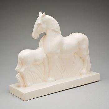FIGURIN, art deco "Hästgrupp" märkt Duquenne. Omkring 1930.