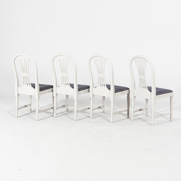 A set of four Gustavian style painted chairs mid 1900s/later part.