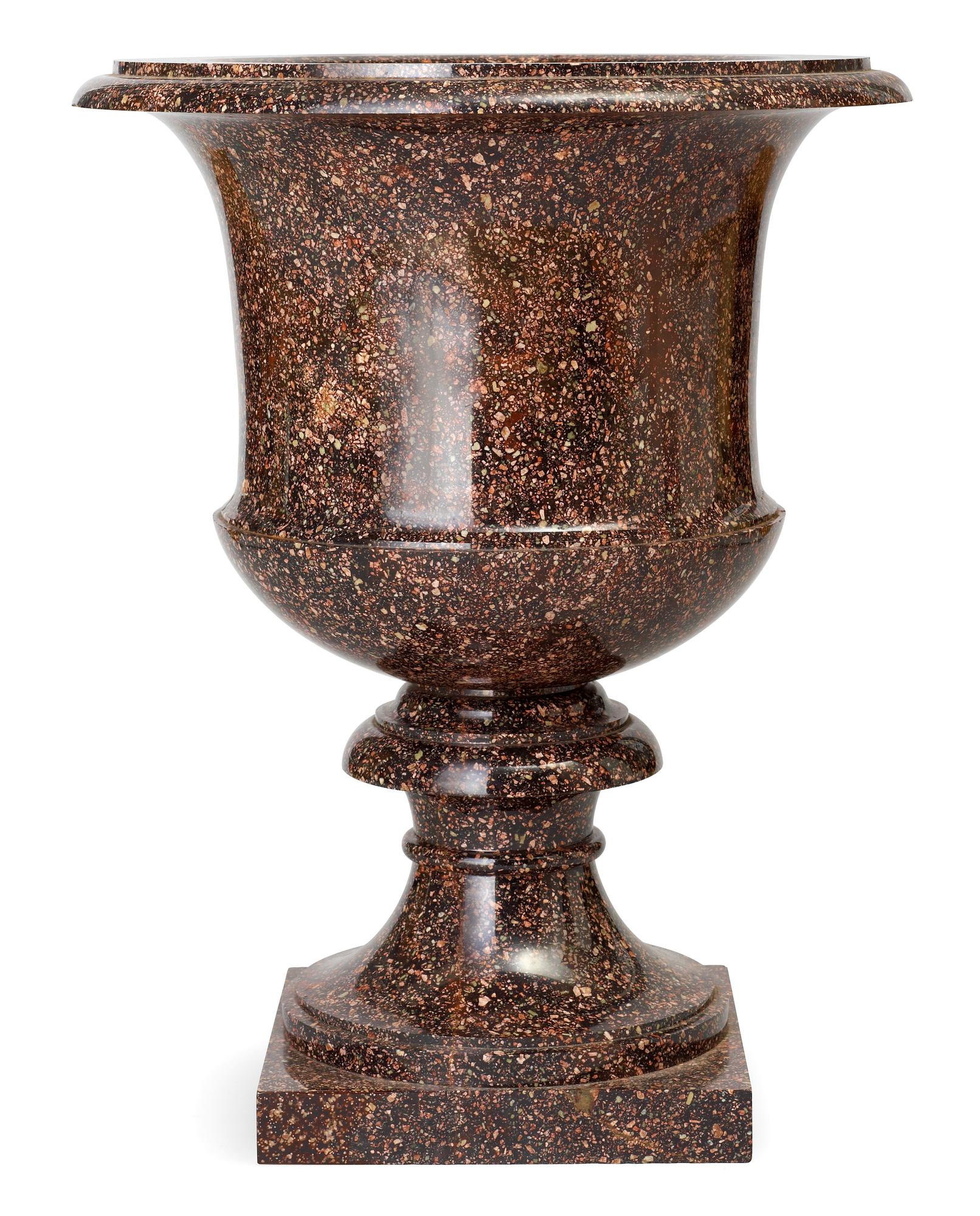 A Swedish first half 19th Century porphyry urn.