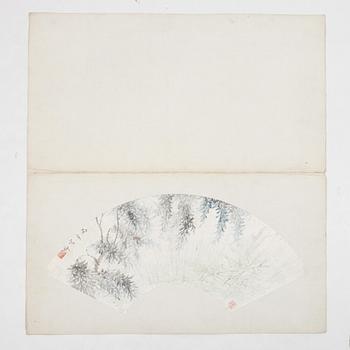 Oidentifierad konstnär, s.k. "Solfjädersmålning", Bladverk, Kina, 1900-tal.