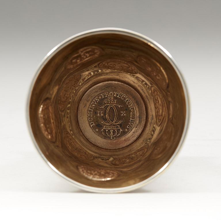 A Swedish 18th century parcel-gilt beaker, unmarked.