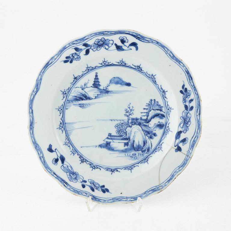 Bowl, jar, and three plates, porcelain, China, 18th-19th Century.