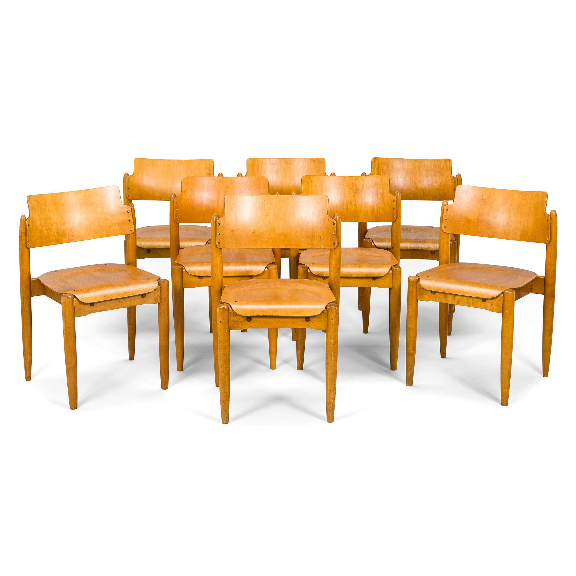 Ilmari Tapiovaara, eight 1940s "Wilman" chairs for Wilh. Schauman Fanerfabrik, Jyväskylä, Finland.