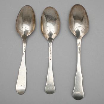 SKEDAR, silver, 5 st, bland annat Peter Phil, 1788, Västervik, mestadels 1700-tal. Vikt ca 232 gram.