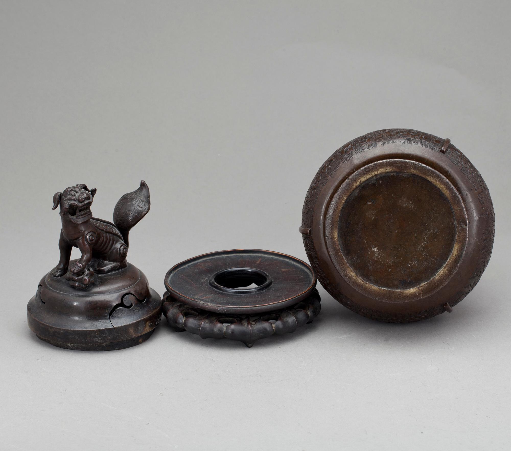 RÖKELSEKAR, brons, Kina sent 1800-tal.