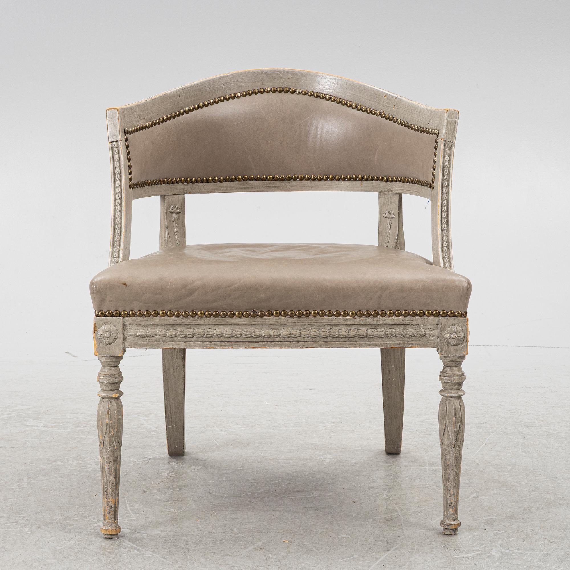 A late Gustavian style armchair, early 20th Century.