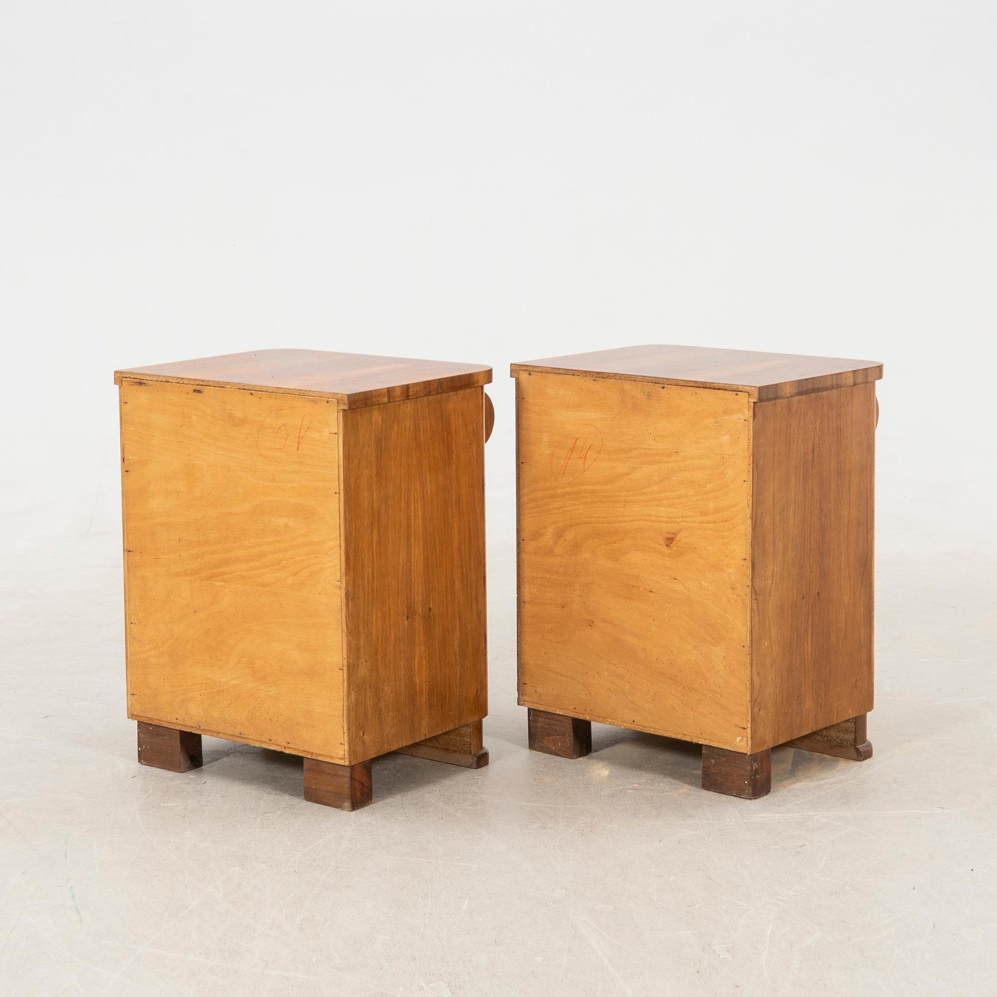 Bedside tables, a pair, first half of the 20th century.