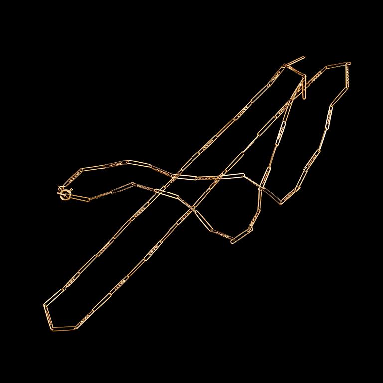 HALSKEDJA, 18 k guld, genombruten länk, vikt ca 14 g.