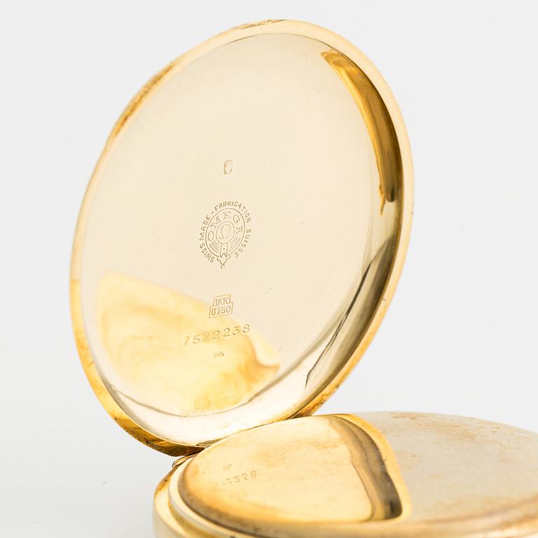 Omega, savonett, Kedja 18K guld, fickur, 52,5 mm.