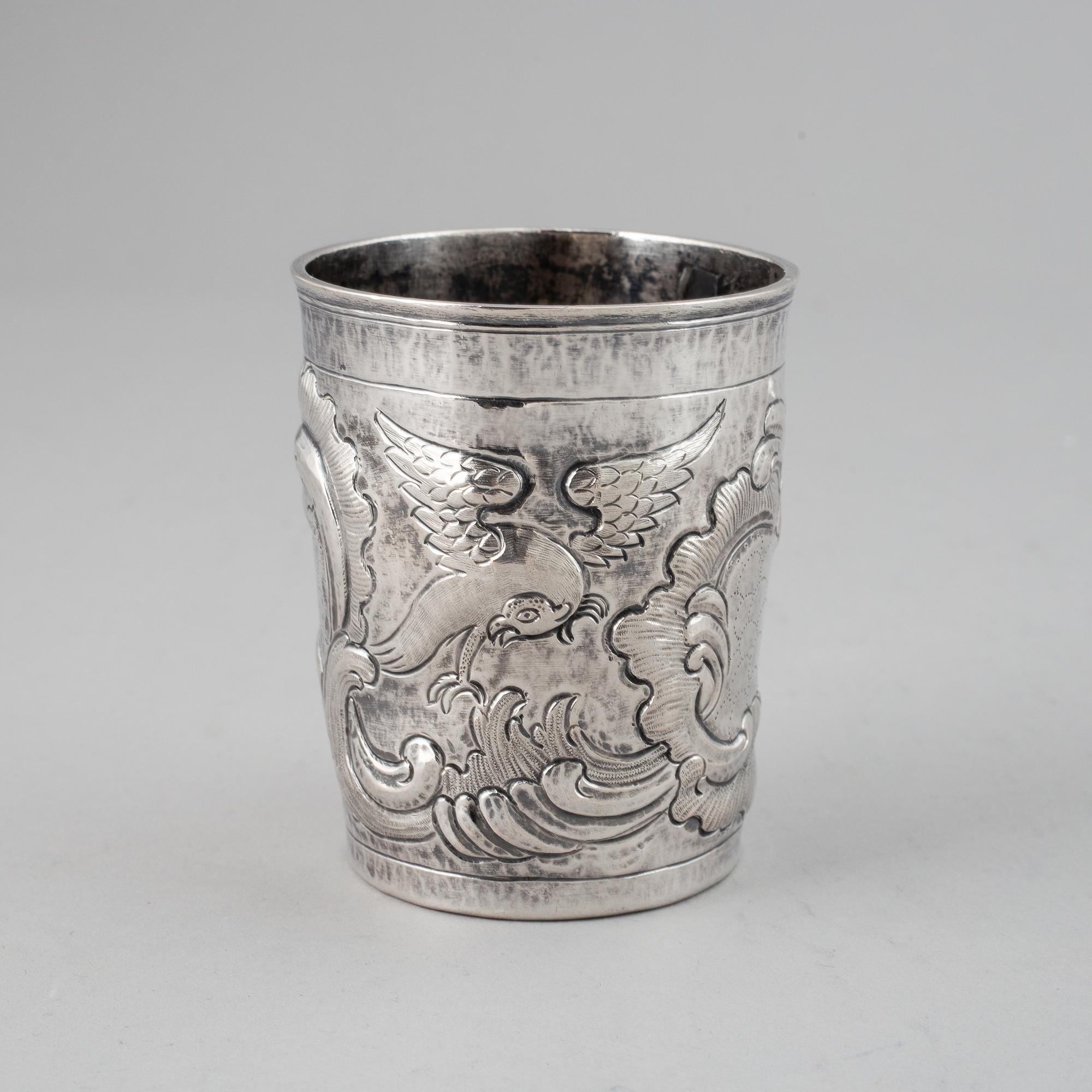 Bägare, silver, icke identifierad mästare, Moskva 1777.