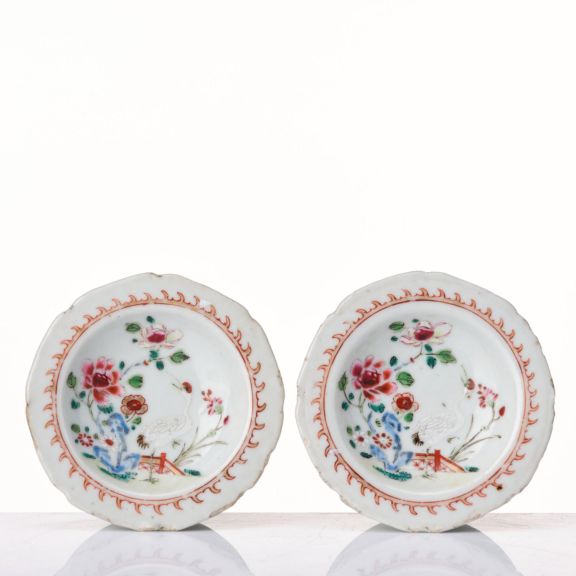 A pair of famille rose salts, Qing dynasty, Qianlong (1736-95).