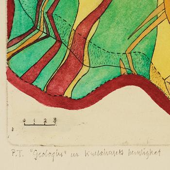 Sten Eklund, akvarellerad etsning, 1971, signerad PT.