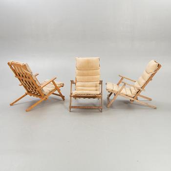 Three second half of 20th century deck chairs by Børge Mogensen for A/S Søborg, Denmark.