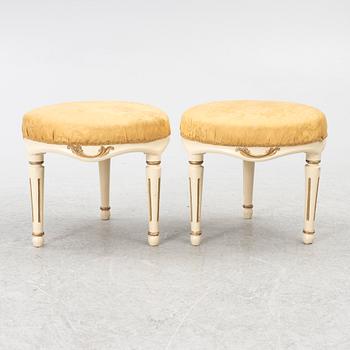 A pair of Gustavian stools, Sweden, late 18th century.