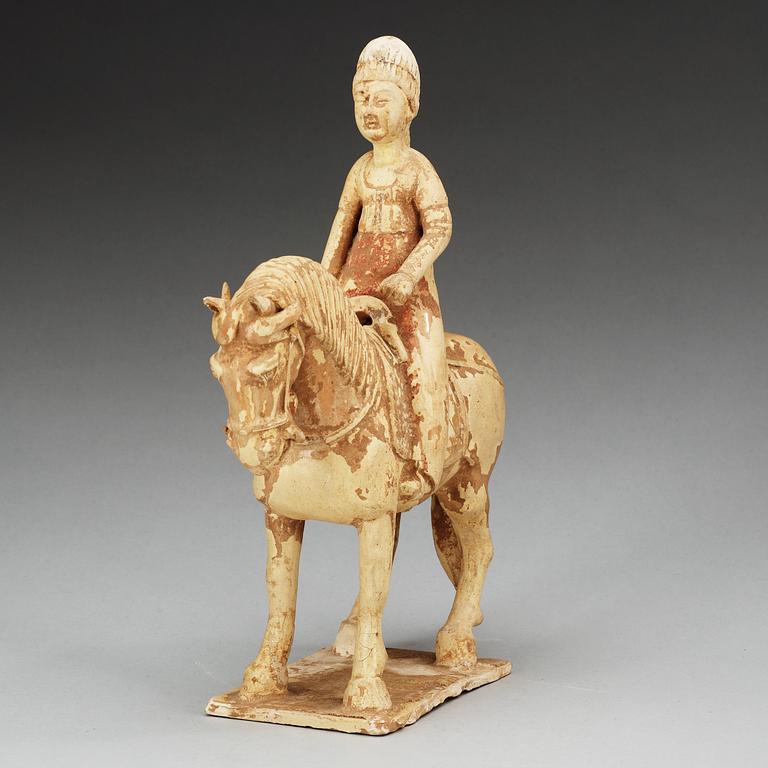 A potted figure of an equestrian figure, Tang dynasty (618-907).