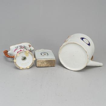 A tea pot, a milk jug and a tea caddy, Qing dynasty, 18th Century.