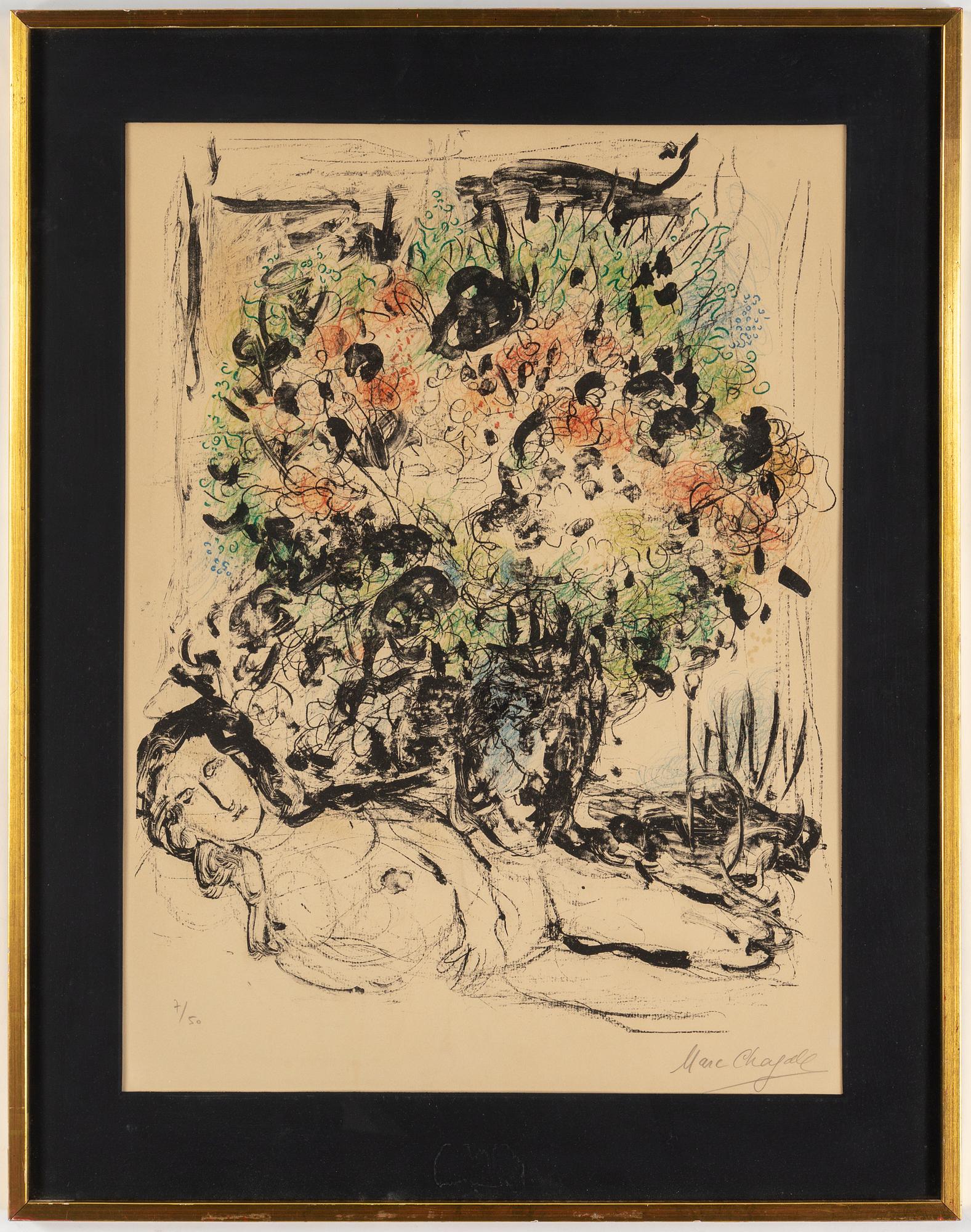 MARC CHAGALL, lithograph in colours, 1972,  signed in pencil and numbered 7/50.