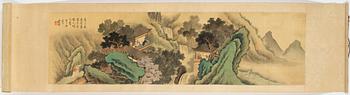 A scroll painting, Shen Fangbo (China 19th/20th century), watercolour and ink on silk, late Qing dynasty.