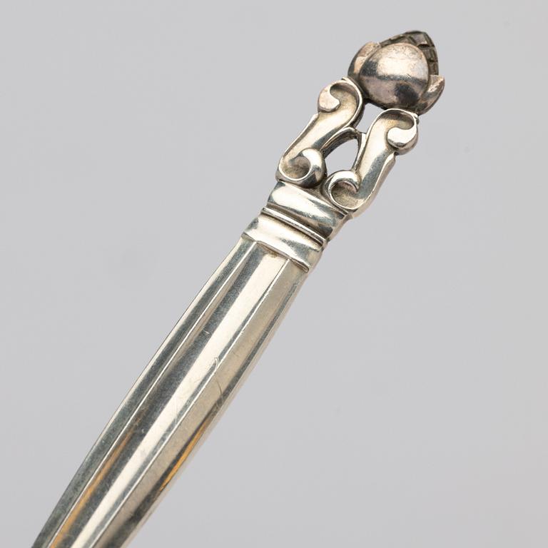 Johan Rohde, Soup spoons, 8 pcs, sterling silver, “Konge” / “Acorn”, Georg Jensen, Denmark, post-1945.
